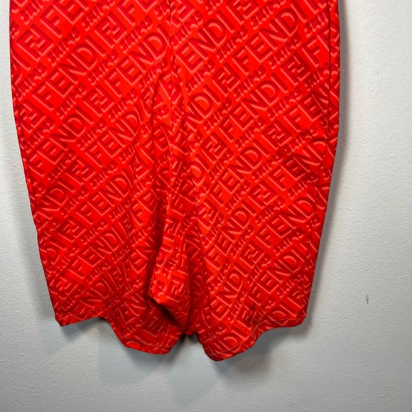 Skims X Fendi Women's Sleeveless Mid Thigh Bodysuit Georgia Orange Stretch Sz XS - Picture 9 of 12